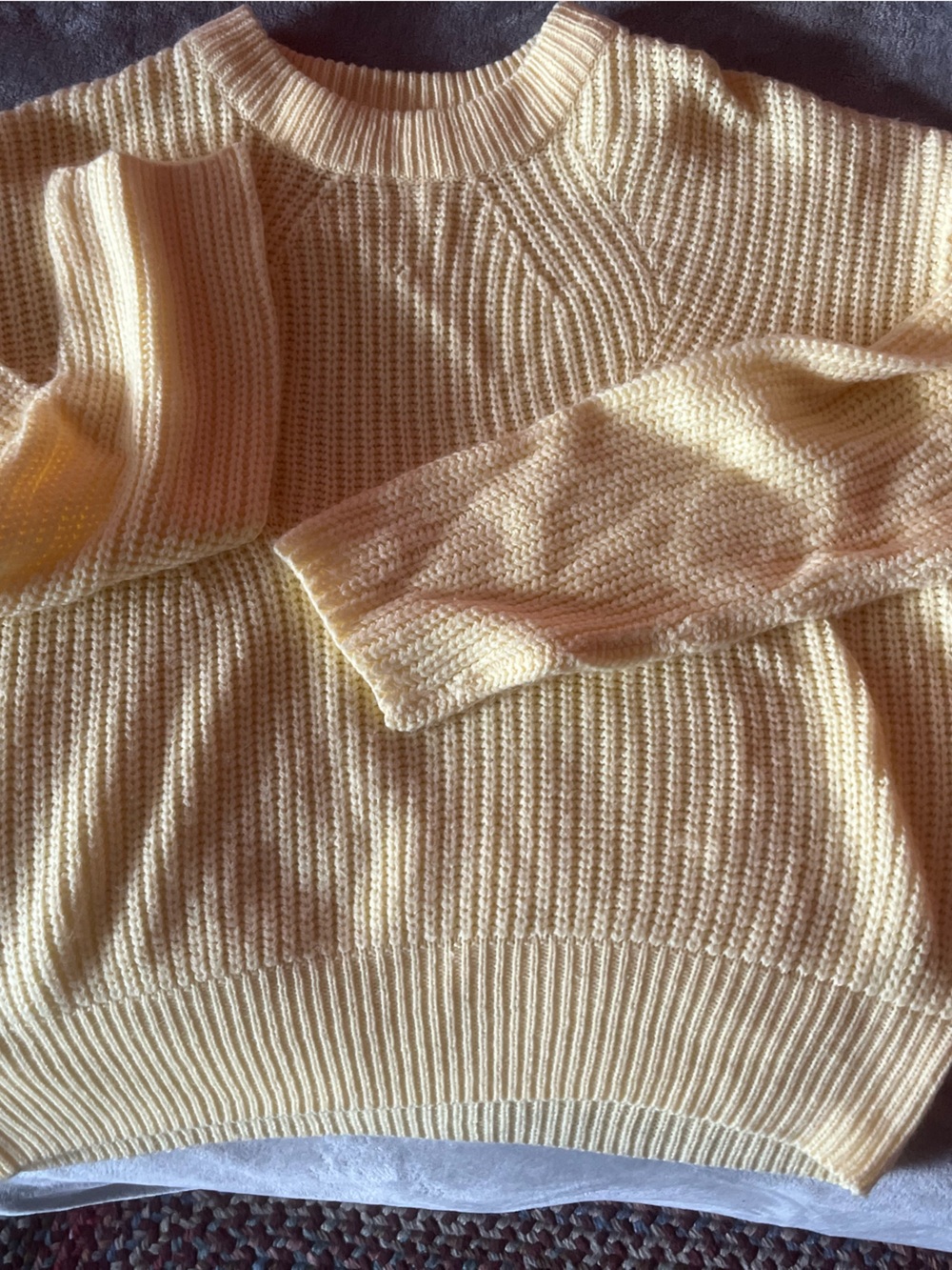 Ardene Pale Yellow Ribbed Off-Shoulder Sweater